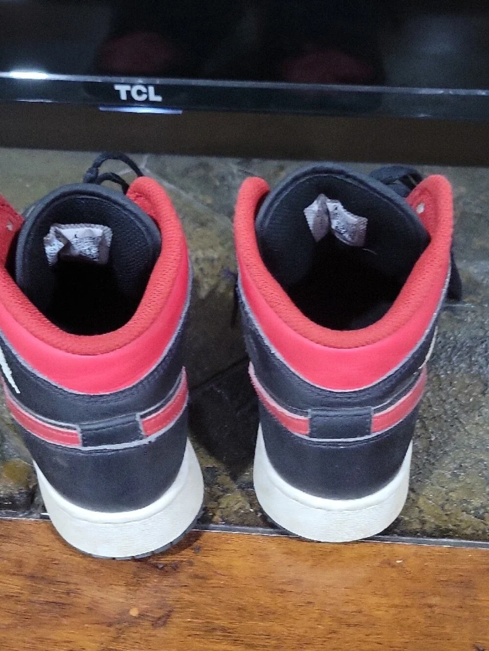 Nike Kids High-Top Sneakers in Black and Red